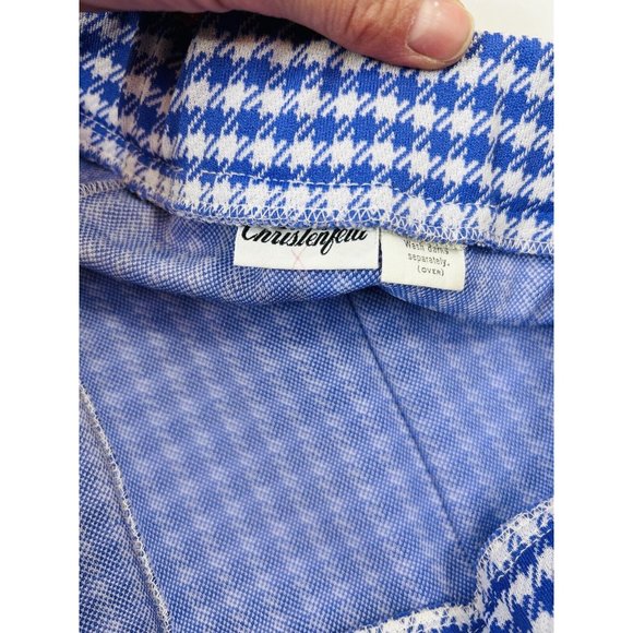 VTG 70s Houndstooth Plaid Knit High Rise Wide Leg Pants Disco - Picture 9 of 12